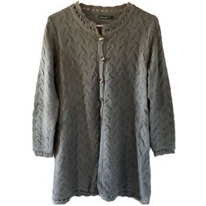 Women’s Olive Green/Gray Long Soft Sweater L